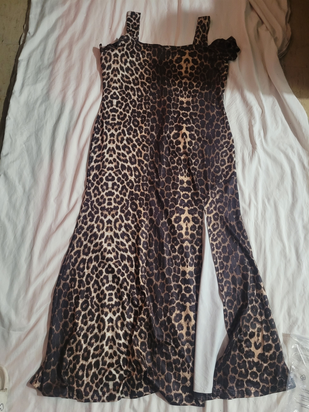 Leopard-Print Wide-Leg Jumpsuit in Brown
